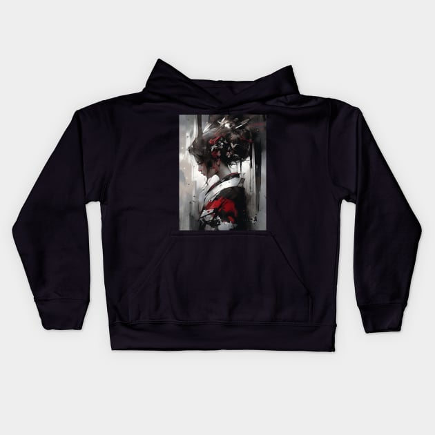 Lonely Japanese Geisha Art Print Kids Hoodie by ScarletClover